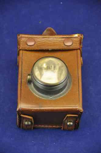 Vintage bicycle lamp leather/brass from 1900