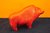 Stier aus Keramik * Künstlerfigur * orange-roter Glasur