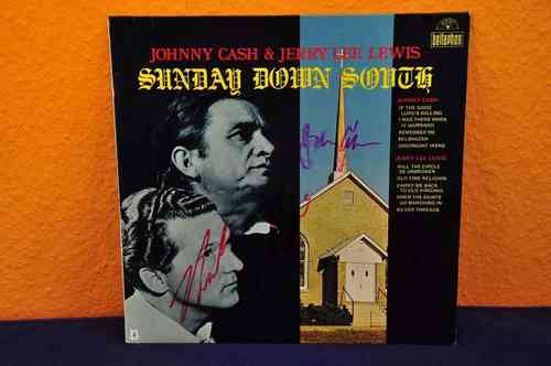 LP handsigniert Johnny Cash + Jerry Lee Lewis Autogramm