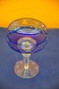 Colored cut to clear crystal champagne cup in blue