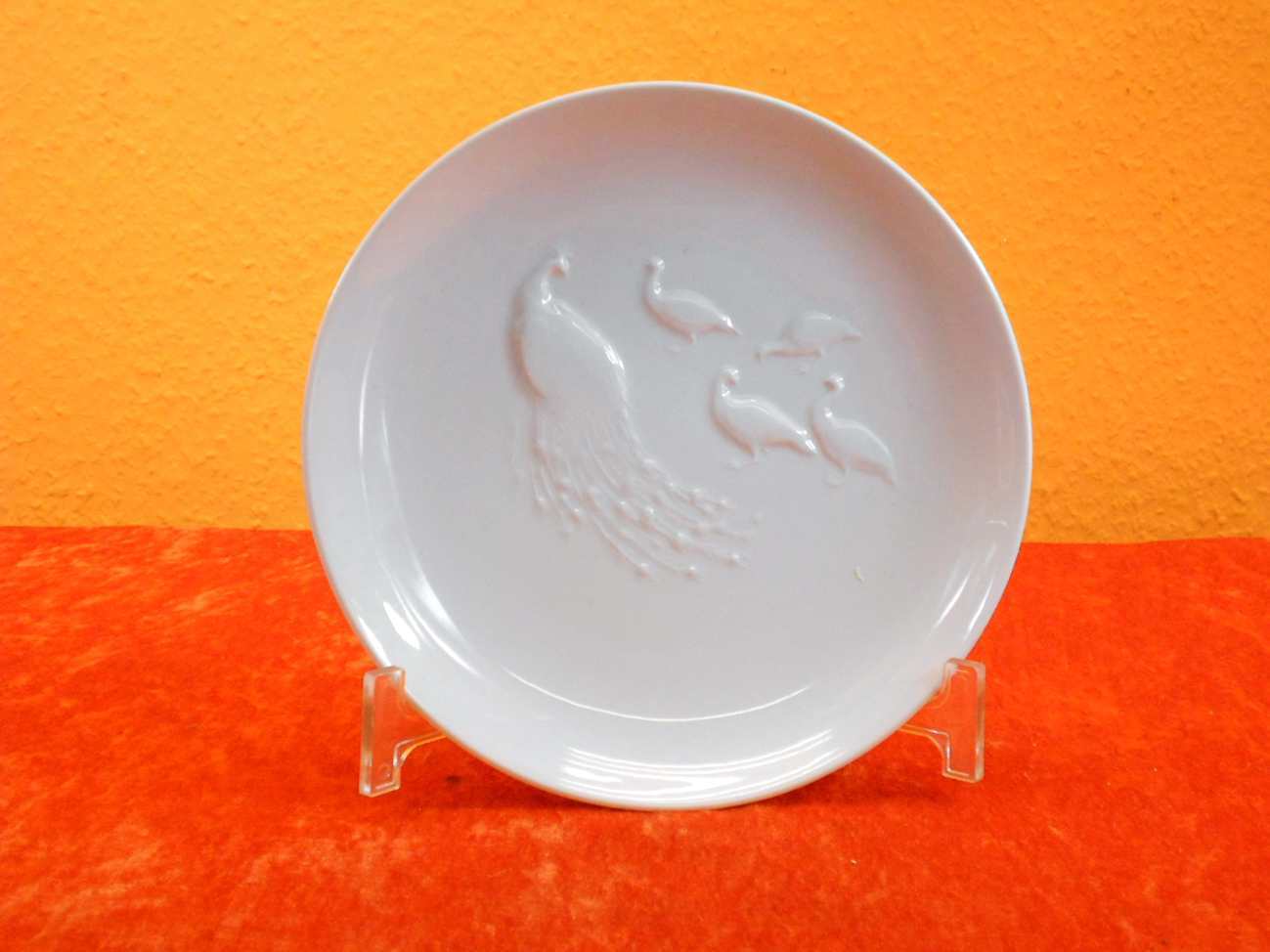 KPM Berlin Porzellan Wandteller Relief Vogeldekor weiss Porcelain Wall Plate