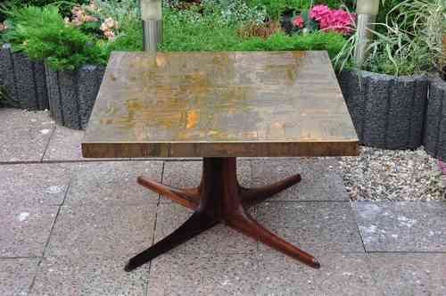 Vintage design table with copper plate jacaranda base