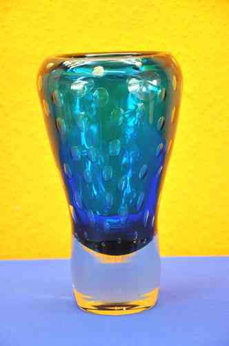 Large heavy crystal vase with large bubbles around 1970