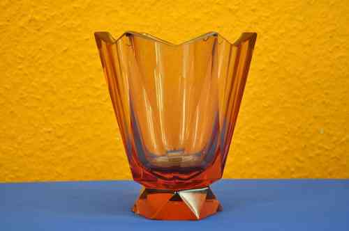 Art Deco rosalin glass vase hand cut 1.212 Kg