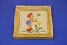 1940s glass picture boy with dandelion flower