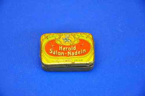 Old Grammophone needles Tin Herold salon with content