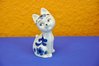 Porcelain figurine cat blue white Wache Dresden