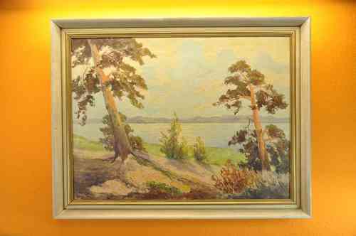 Oil painting scenery Havel signed Hans Skrodzki 72x91cm