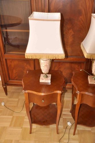 2 bedside tables with lamps marble / bronze French style