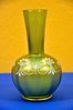 Glass vase green satin enamel festoon garland 1870