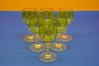 6 antique crystal wine goblets in green hand-polished