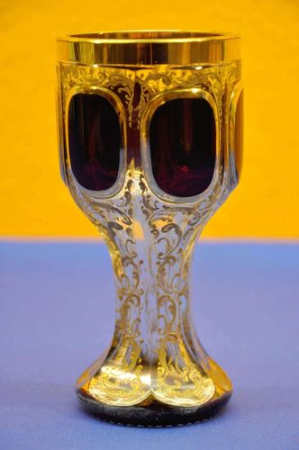 Goblet glass Ruby Red gold painting Bohemia around 1900