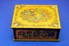 antique wooden box pyrography colored 50s