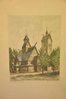 Copper engraving hand colored church Wang around 1920