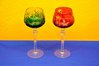 2 colored cut to clear crystal wine goblets
