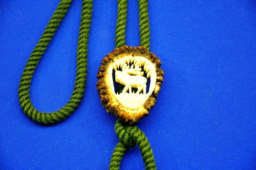 Carved deer rose Bolo Tie deer costume jewelry