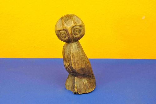 Owl animal sculpture hand carved from heartwood