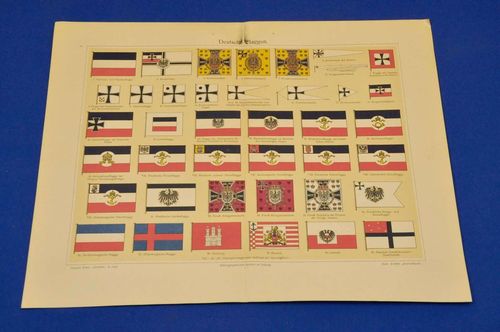 Chromolithography blackboard german flags from 1906
