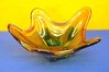 70er Jahre Murano Glas Schale Orange Grün Transparent