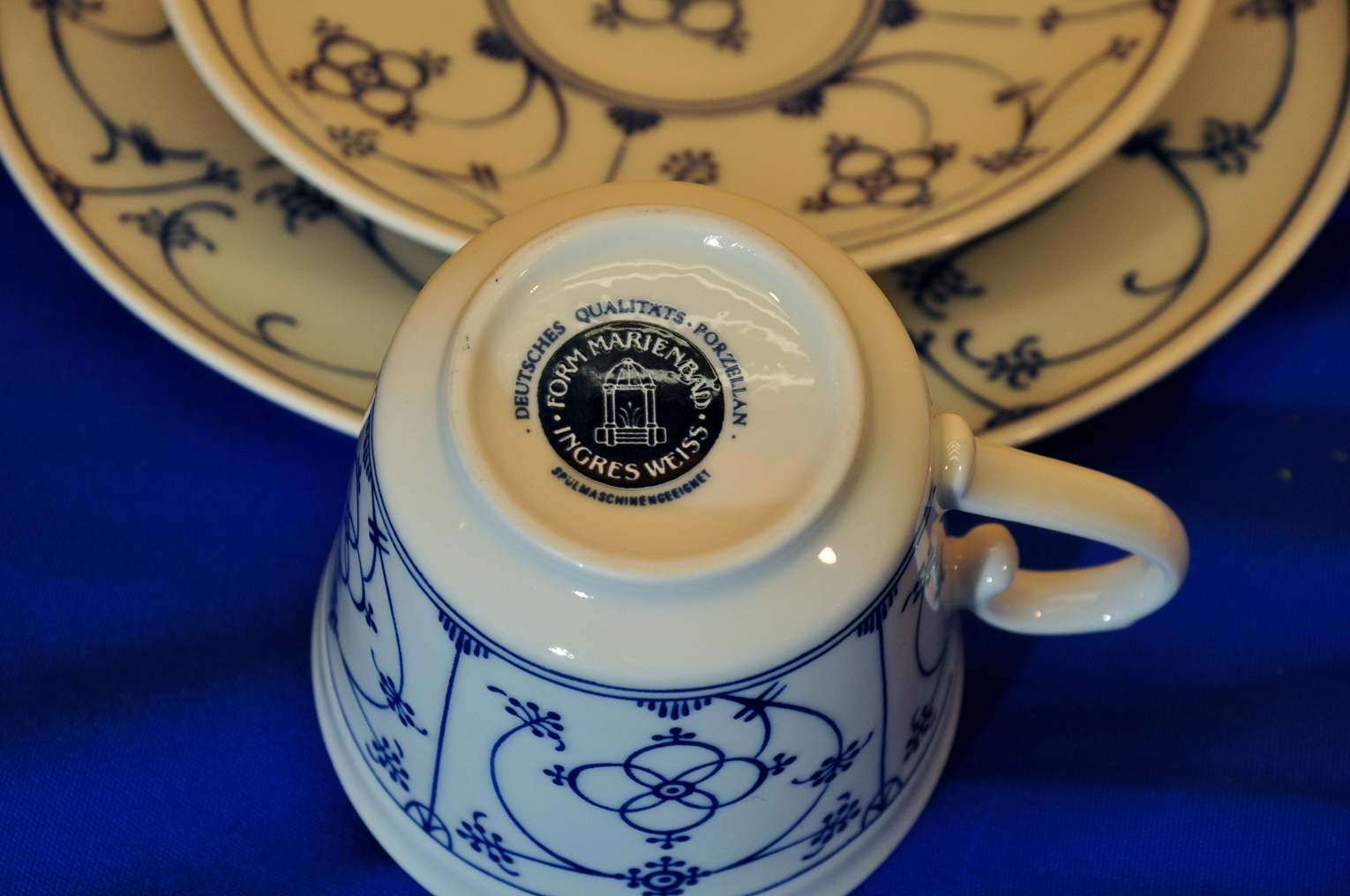 Ingres Weiss Form Marienbad Indisch Blau Strohblume Kaffeetasse Tasse Teetasse 