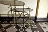 Tea Trolley Serving Trolley Brass and Smoking Glass