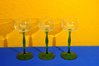 Art Nouveau 3 wine glasses with green stem for Riesling