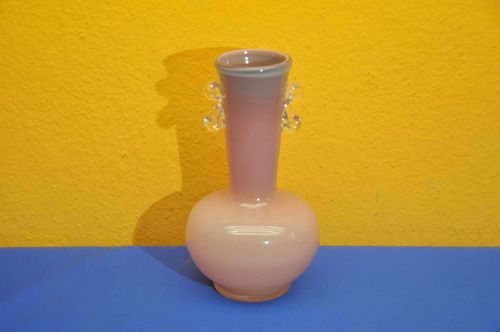 Kristall Vase in Rosa verlaufend mit Schleifen