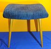 60s wooden stool blue upholstered