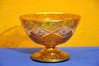 20s Foot bowl amber colored glass and painted gold