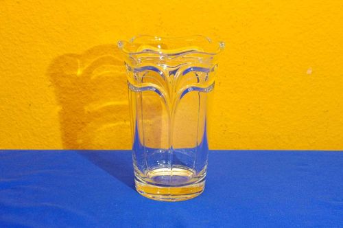 Schwere Kristall Vase Zylinder mit Wellen
