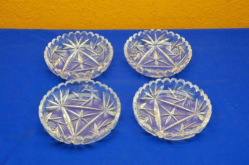 4 crystal glass dessert bowls around 1900