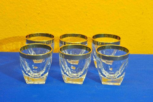 6 whisky glasses small tumblers with gold edge