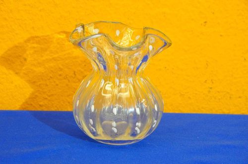 Vintage Kristall Vase Sackvase mit Punkten