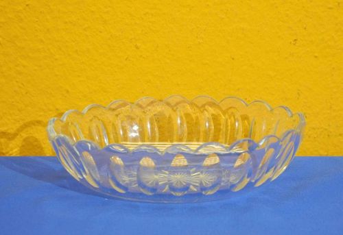 Antique crystal bowl oval shape with olive cut