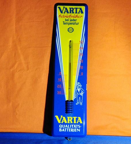 Enamel sign wall thermometer Varta quality batteries