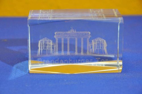 Laser engraved glass block Brandenburg Gate