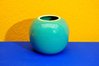 Vintage ball vase in turquoise studio ceramic