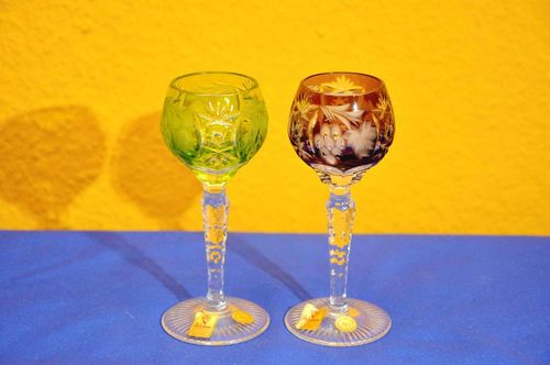 2 liqueur glasses colored Nachtmann lead crystal handcut