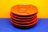 Wächtersbach Pottery 6 fondue plates, red, 1970s