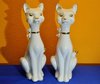 Porzellanfiguren 2 Katzen 38 cm in Weiß Gold verziert