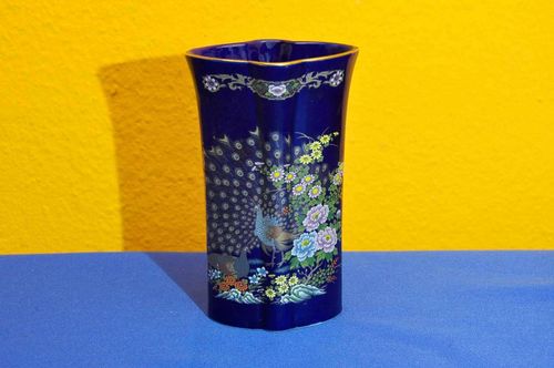 Hübsche Vase Golden Love Peacock made in Japan