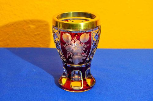 Ranftbecher Glass goblet Bohemia red gold decorated