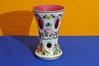 Opalglas Vase Böhmen Überfangglas Blumenmalerei