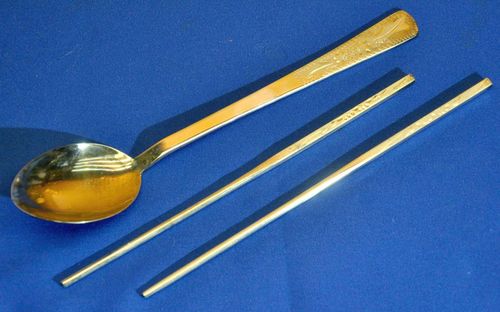 Asian cutlery spoon chopsticks 999.9% silver