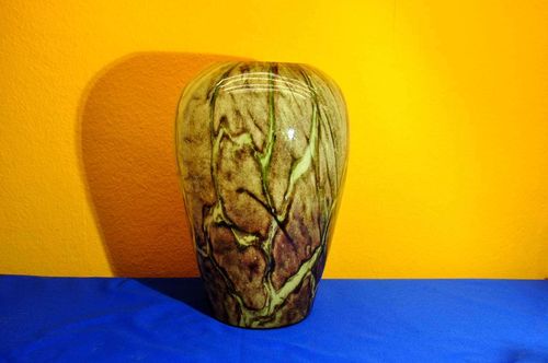 Murano floor vase marble glass with green lines 1970s