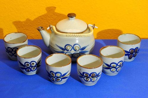 Vintage Teeservice Keramik mit Korbhenkel