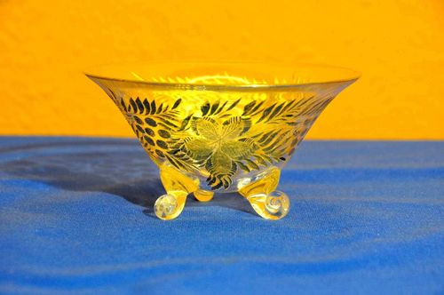 Crystal bowl Bohemia, hand-cut, gold-plated