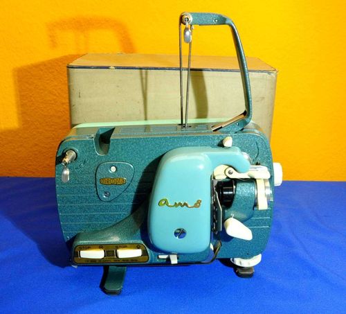 Meopta AM8 film projector 8mm in turquoise 1960s