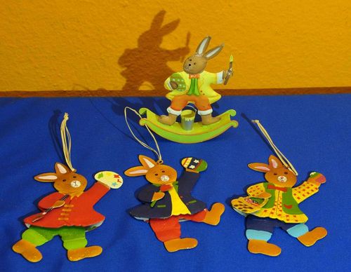 Cute Easter Decoration Metal Jumping Jack Bunny Set
