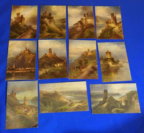 11 AK Astudin cards castles on the Rhine 1890
